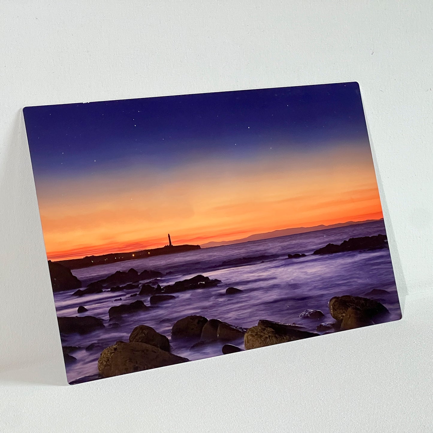 Covesea Lighthouse Sunset - Landscape Metal Print - Vibrant Aluminum Wall Art - Ready to Hang Home Decor