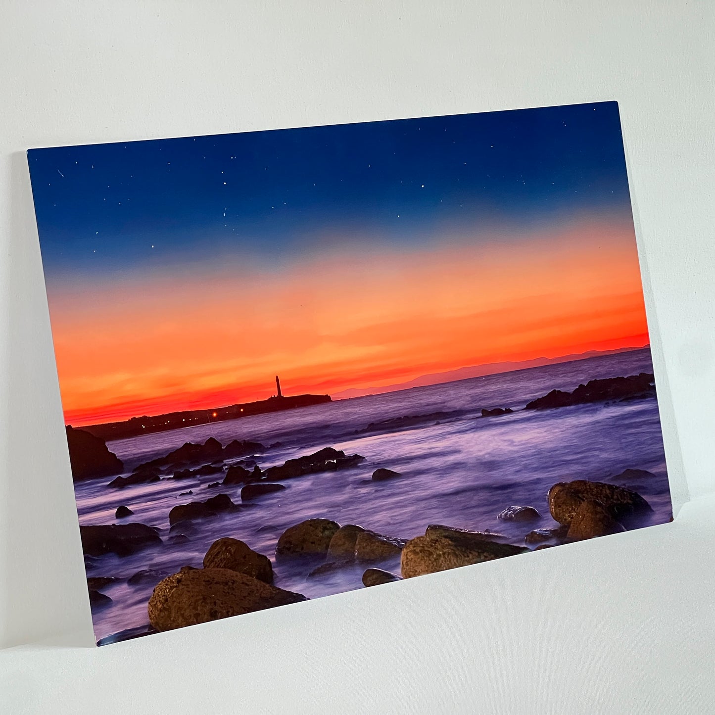 Covesea Lighthouse Sunset - Landscape Metal Photo Print - Scottish Wall Art