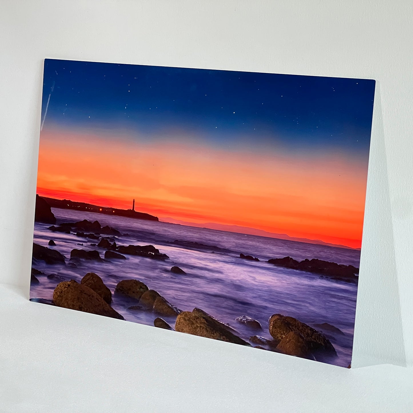 Covesea Lighthouse Sunset - Landscape Metal Photo Print - Scottish Wall Art