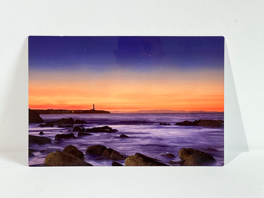 Covesea Lighthouse Sunset - Landscape Metal Print - Vibrant Aluminum Wall Art - Ready to Hang Home Decor