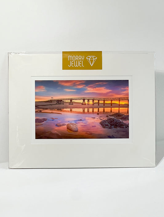 Lossiemouth Bridge Sunrise - Landscape Photography Print - Museum Quality Mounted Print Ready for Framing