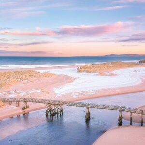 Photograph of a serene sunset over Lossiemouth, showcasing a breathtaking array of subtle and beautiful colors in the evening sky. This image is available as a print from the Moray Jewel's online shop at morayjewel.com.